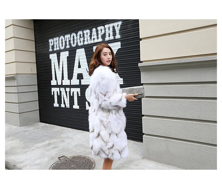 Flash Deal Free shiping new real genuine natural fox fur coat women fashion 90CM long jacket outwear custom any size 4