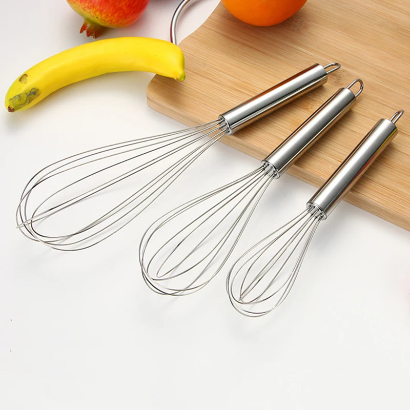 (8/10/12 Inches) Stainless Steel Egg Beater Hand Manual Whisk Mixer