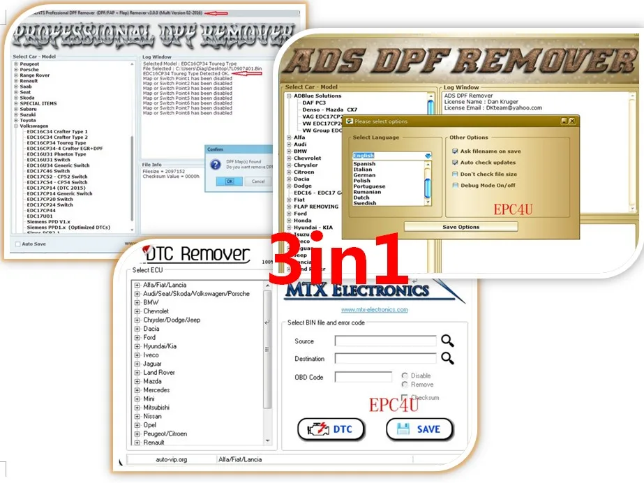 Профессиональный DPF + EGR Remover 3 0 лямбда стартовый клапан MTX DTC 185 разблокированный