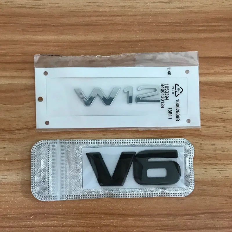 

W12 V6 emblem Engine displacement cylinder arrangement model sticker Car Fender tail stickers for BMW Mercedes AMG S Accessories