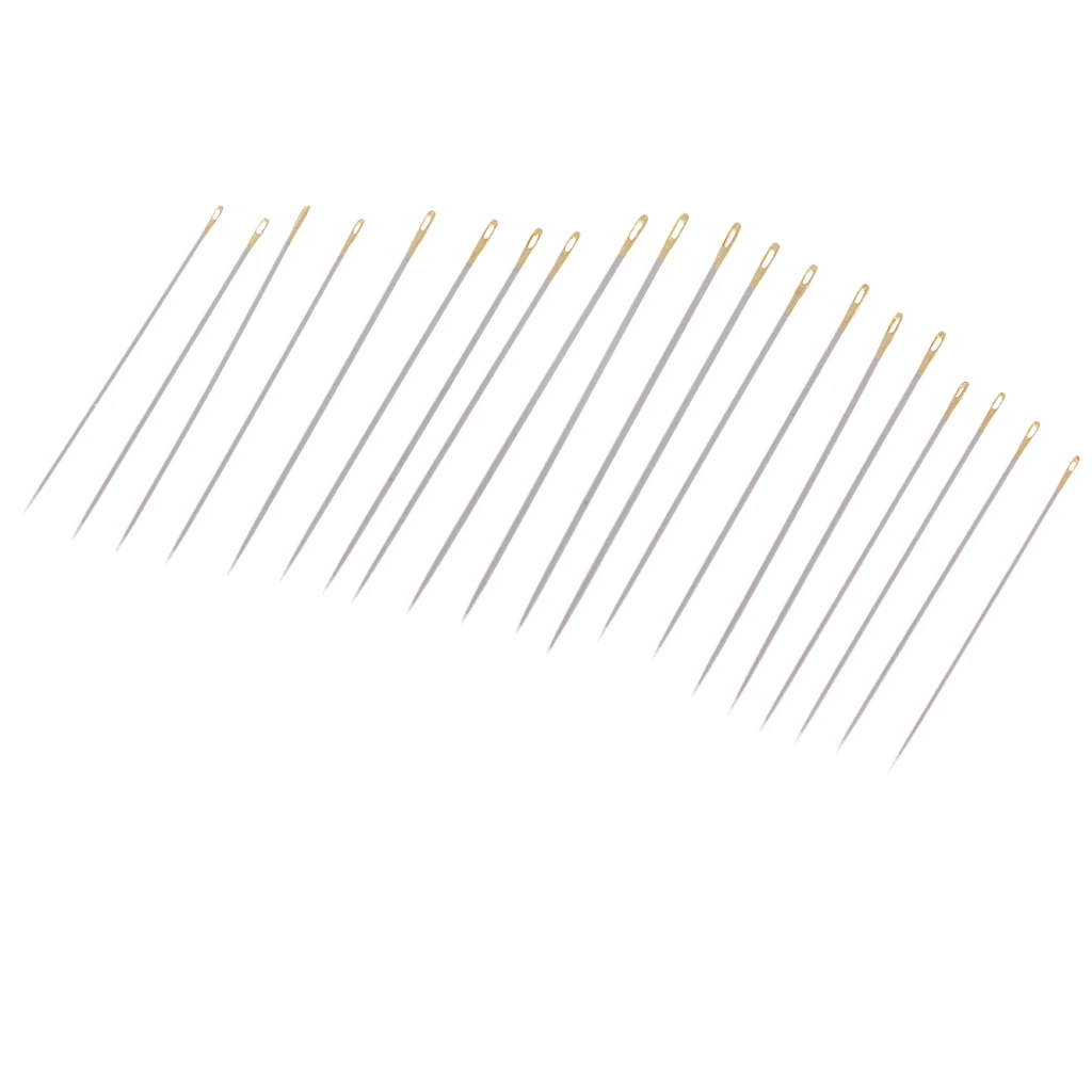 20Pcs Thick Big Eye Steel Sewing Needles for Embroidery Hand Sewing	Assorted 0.5mm 0.6mm 0.7mm Dia