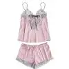 

hot sale women sleepwear Fashion Girls Cute Lace Embroidered Silk Underwear And Shorts Pajama Set Sexy Summer Home Wear #9