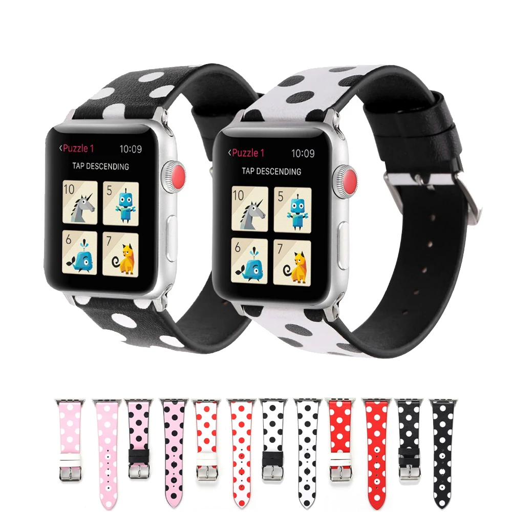 Кожаный ремешок для Apple watch band 40 мм 44 волнистый точечный браслет iWatch 38 42 series 3 4 5 se 6 |