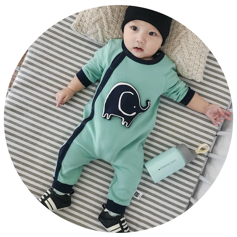 

6-24M long sleeve Baby Rompers Dimensional Elephant blue pink baby Boy Girl romper Newborn Clothes Baby costumes bebek tulum