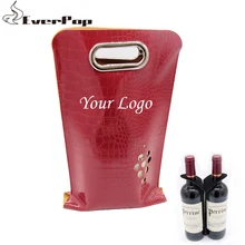 50 шт., Пользовательский логотип из искусственной кожи для вина бутылка упаковка с пакетом для переноски сумка с двойным 4 стиля