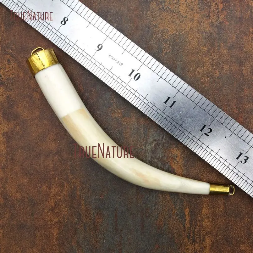 20171211-PM9083- Creamy Ox Bone Pendant Brass Pendant Horn Tusk Pendant_2