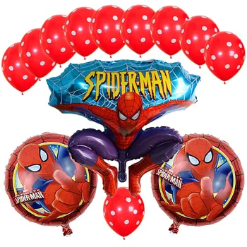

13Pcs/Lot Spiderman Balloon Latex Polka Dots Balloon Spider Man Party Inflatable Helium Foil Balloons Birthday Party Decoration