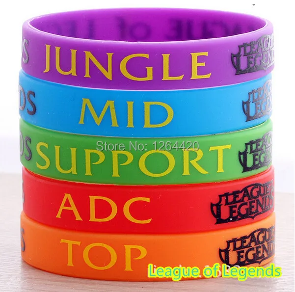 

LOL Game Wristband, Silicon Bracelet with ADC, JUNGLE, MID, SUPPORT, TOP,DOTA 2 Printed Band,10pcs/Lot