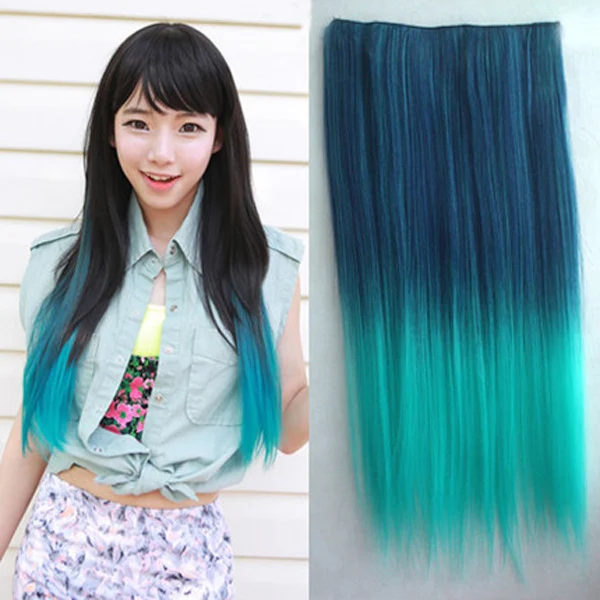 24 Long Straight Ombre Style Dip Dye Festival Party Clip In Hair