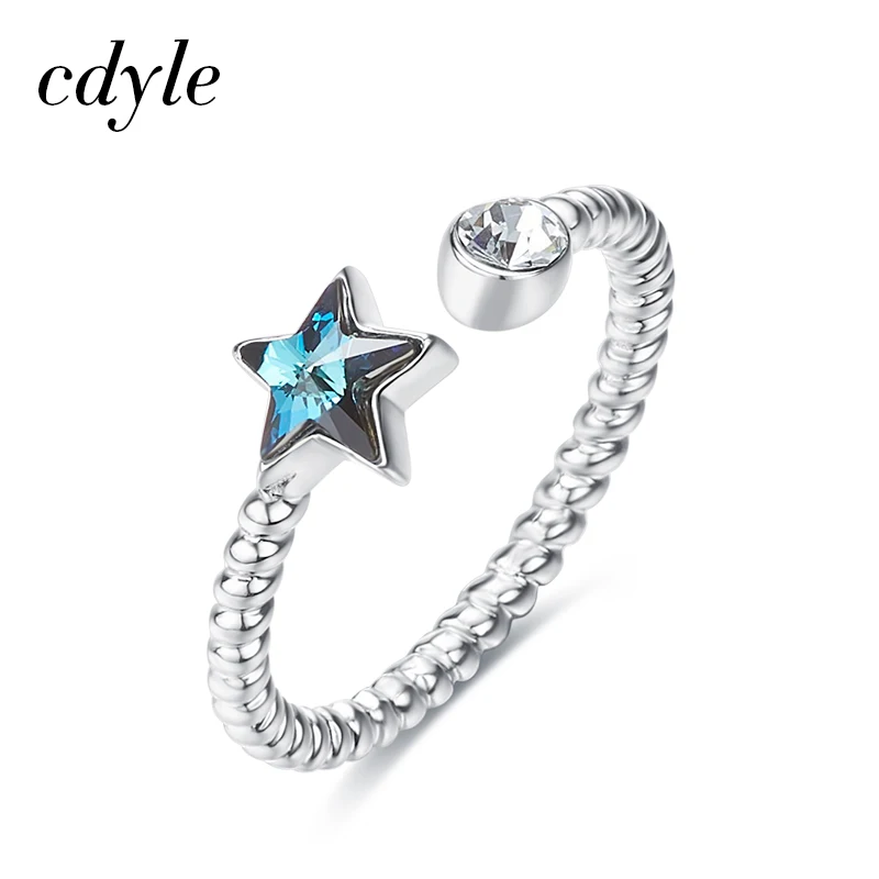 

Cdyle Embellished with crystals Women Ring Fashion Blue Star Jewelry Beautiful Elegant Trendy Valentine's Day