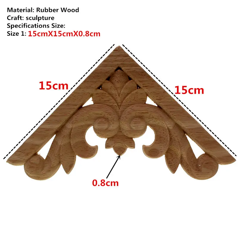 VZLX Лот WSHYUFEI резьба по дереву натуральные аппликации для мебельного шкафа неокрашенные деревянные молдинги наклейка для дома декоративная - Цвет: 15cm
