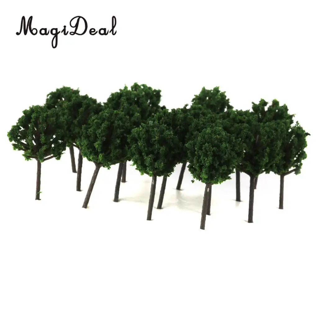 50Pcs 1/300 Scale 4cm Dark Green Model Trees Z Scale Train Street Park Countryside Model Building Scenery Landscape 4Colors