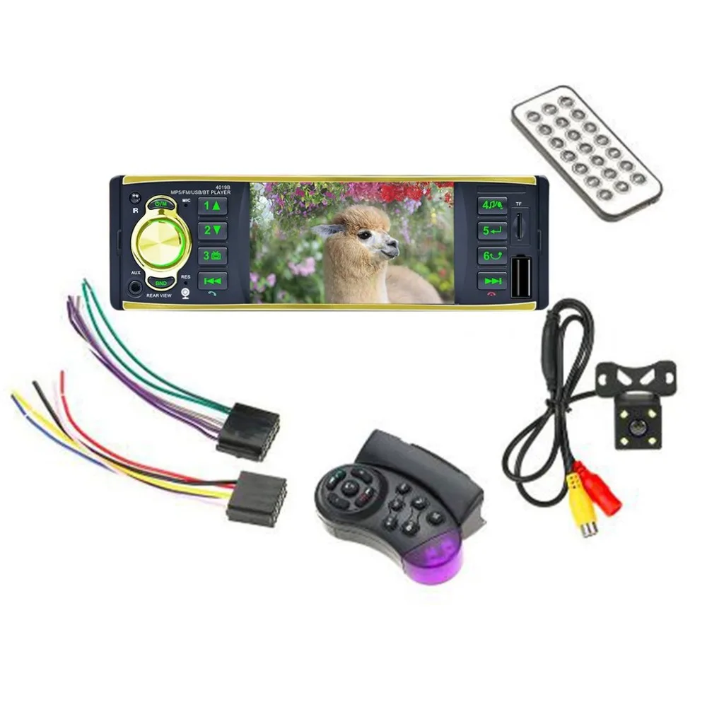 

Hot 4.1" Single Din Car Radio Media MP5 Player Head Unit Bluetooth In-dash Stereo Waterproof Remote Control Car Rear View Camera