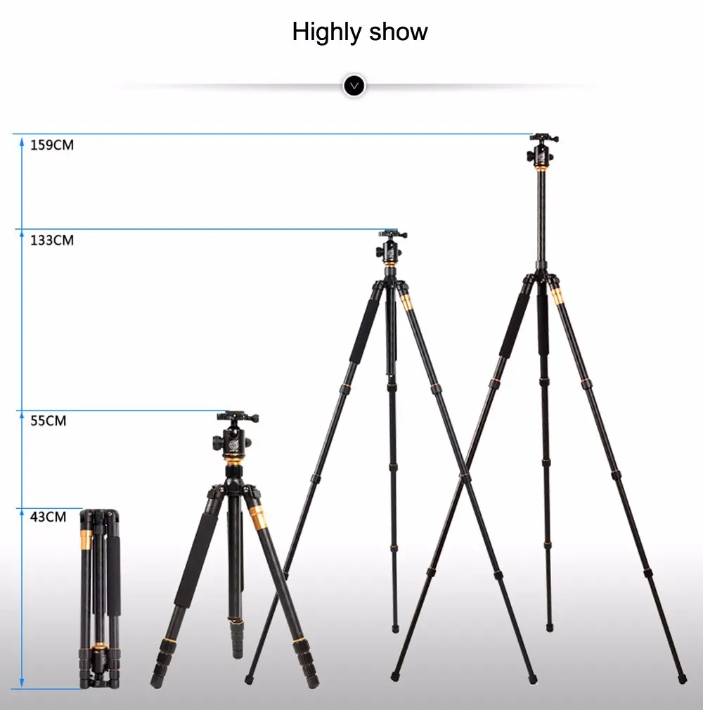 QZSD Горячая Q999 Профессиональный портативный штатив для монопода+ шаровая Головка для цифровой SLR DSLR камеры складной 43 см Максимальная загрузка 15 кг