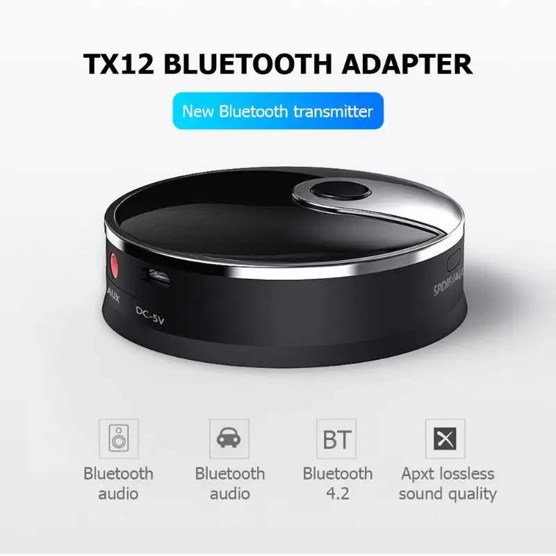 TX12 Bluetooth аудио передатчик Профессиональный Bluetooth V4.0 оптического волокна передачи беспроводной аудио адаптер черный для ТВ