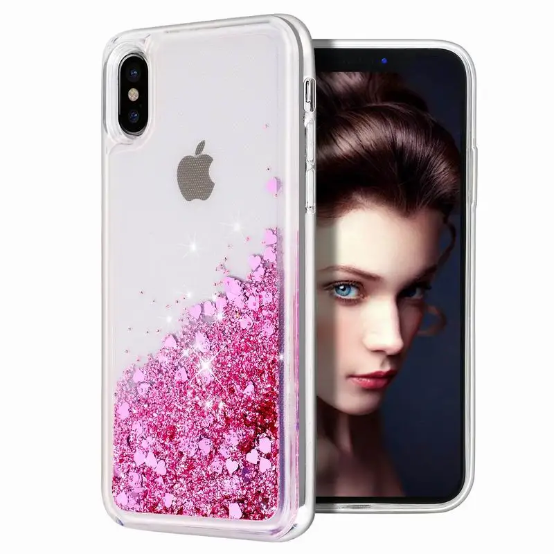 

Stylish Bling Glossy Soft TPU Cover Shimmer Sparkle Waterfall Luxury Liquid Glitter Quicksand Case for iphone X/XS Phone case
