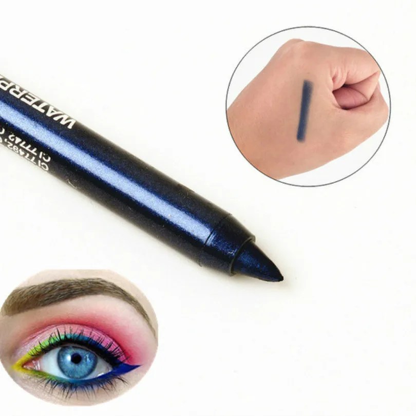 

1Pcs Sexy Gorgeous Navy Blue Charming Eyeliner Triangle Seal Eyeliner 2-in-1 Waterproof Eyes Make Kit with Eyeliner Pen Eyeline