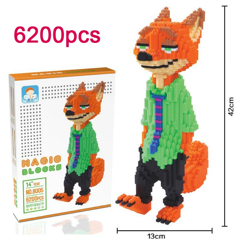 DOLLRYGA 6200 шт. большой мультфильм животных микро строительных блоков DIY сборка