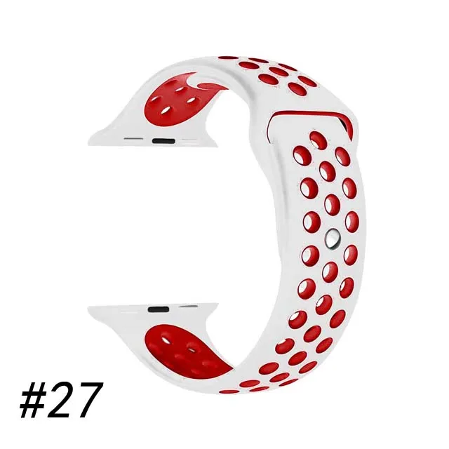 Ремешок для спортивных часов для Apple Watch band 4 и 3 и 2 42 мм 44 мм ремешок для часов iwatch band 38 мм 40 мм браслет для наручных часов Nike сменный ремешок - Цвет ремешка: White red