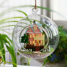Diy 12 см небольшой бунгало стеклянный шар дом собрать подарок игрушки подарки для любовник день святого валентина рождество год