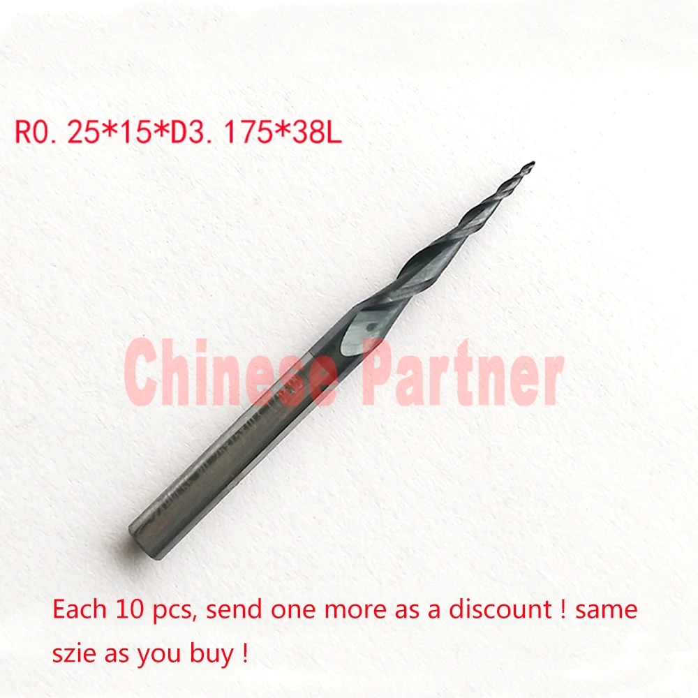 Fresa CNC A Sfera Conica - R0.25 A R1.0, Diametro 3.175mm, Per Alluminio, Legno, Acciaio, 2 Taglienti - Foto 9