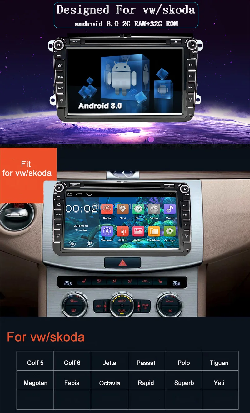 Best Funrover VW In Dash Car Stereo 8 "Car DVD GPS Navigation 2 din Car Radio CANBUS autoradio Bluetooth RDS WIFI OBD FM DVD for vw 12