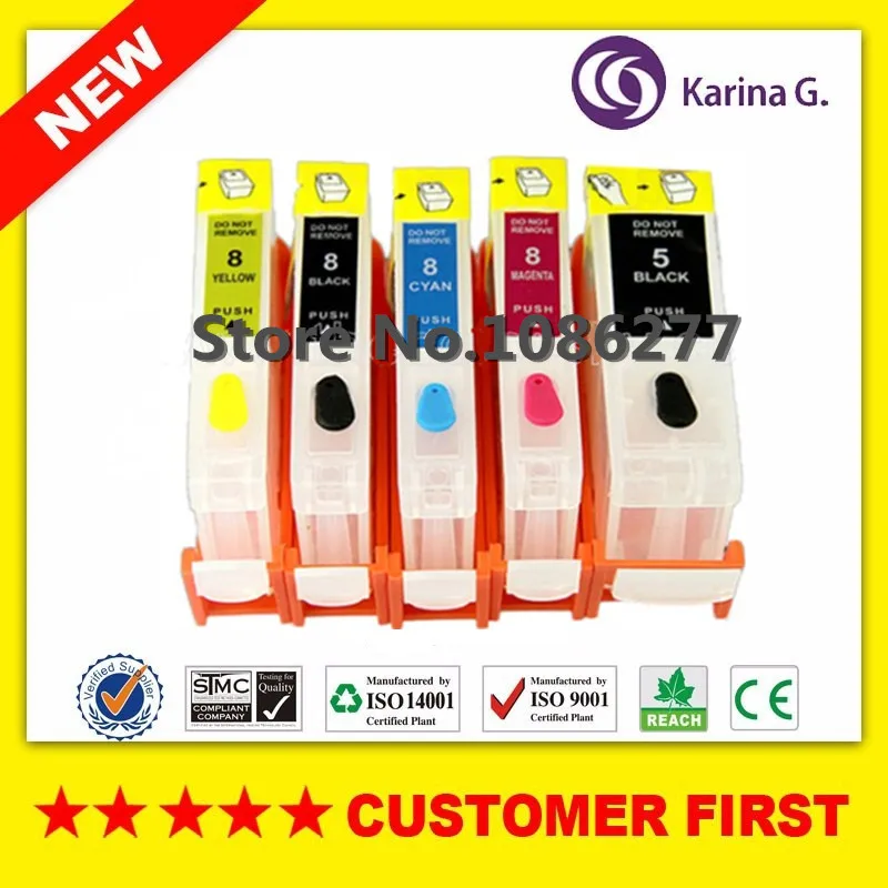 

For PGI5 CLI8 Refillable ink Cartridge for Canon PIXMA ip4200 ip4300 ip5200 500 4500x 5200 5200R 5300 with ARC chip
