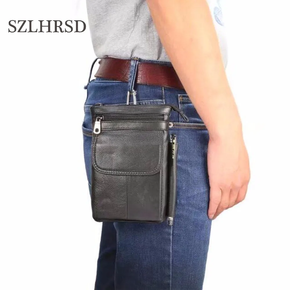 

SZLHRSD Cell Phone Case Genuine Leather zipper pouch Belt Clip Waist Purse Case Cover for Vernee Active UMIDIGI S2 Lite A1 Pro