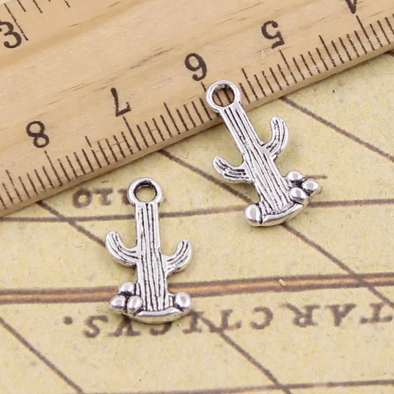 

20pcs/lot Charms desert cactus 19x10mm Antique Silver Pendants Making DIY Handmade Tibetan Silver Finding Jewelry for Bracelet