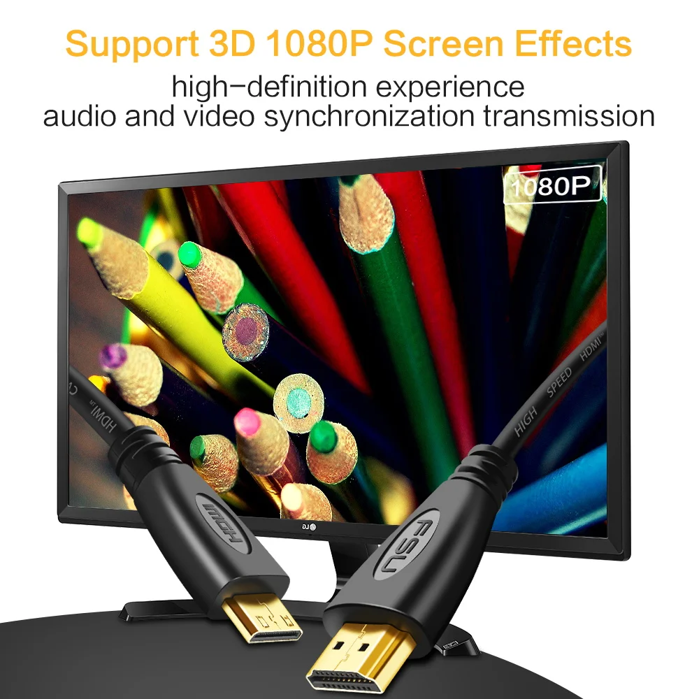 Позолоченный мини HDMI к HDMI кабель Позолоченный штекер поддержка 1080p 3D мужской-Мужской HDMI кабель для ТВ камеры планшета проектора