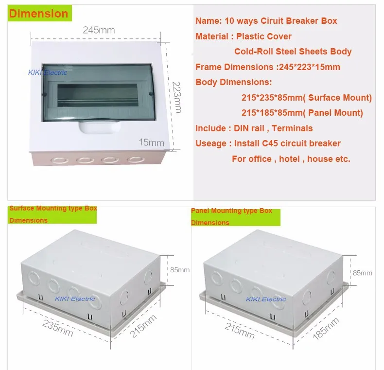 Merlin стиль поверхностного монтажа холоднорулонный стальной лист тела 10 Способ Распределительная коробка подвесной настенный тип 10 p C45 MCB коробка освещения