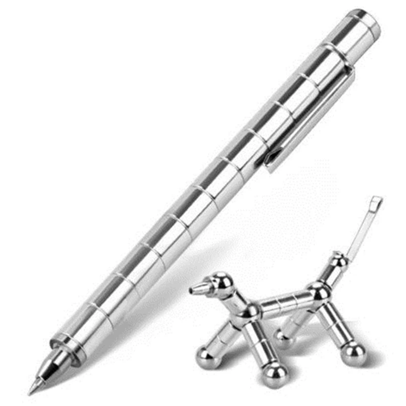 Креативная модульная полярная ручка магнитные магниты шариковая Игрушка пресс-ручка с 12 стальными шариками игрушка для взрослых - Цвет: silver