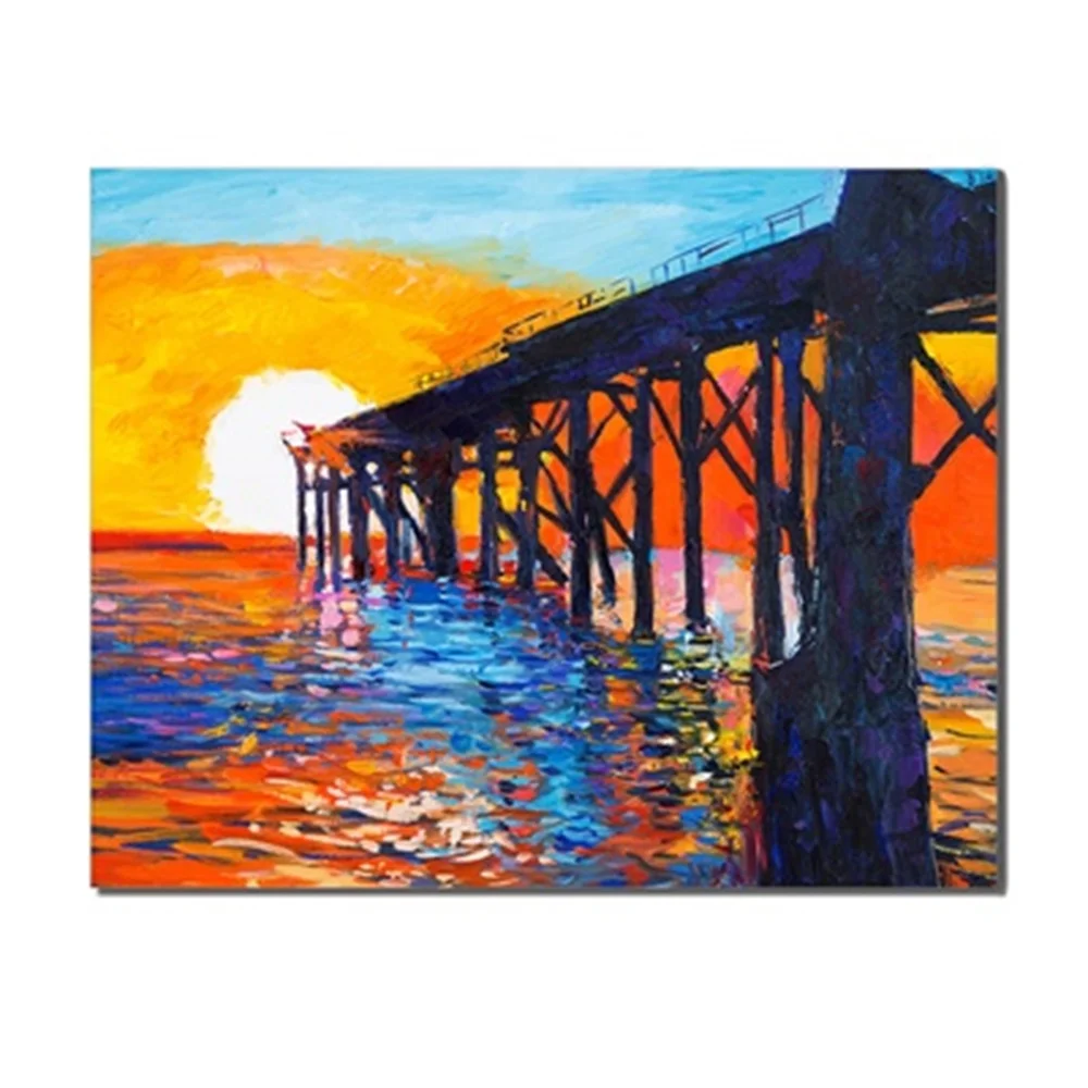 

Abstract Colorful Sunset Sea Ocean Scene No Frame Oil Painting Canvas Poster Printed For Home Decor Creative Unique Gift On Wall