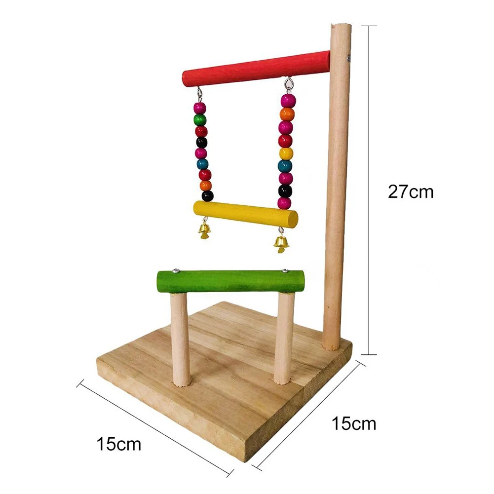 Красочный деревянный попугай подвесной качающийся колокол игрушка жердочка для птицы стенд бар бусины домашний декор для клетки птицы играющая игрушка платформа для попугая