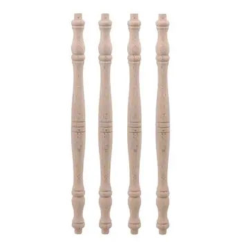 

4PCS 27.5cm Length Unpainted Wood Craft Spindles Baluster Home Restaurant Decor Repair Decoration