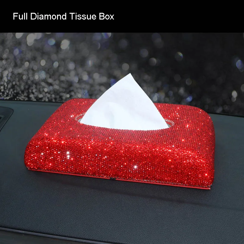 1pc Tissue Box Красный горный хрусталь, аксессуары для салона автомобиля для женщин, Алмазный чехол на руль, кристалл, автомобильный держатель, брелок, коробка для салфеток - Название цвета: 1pc Tissue Box