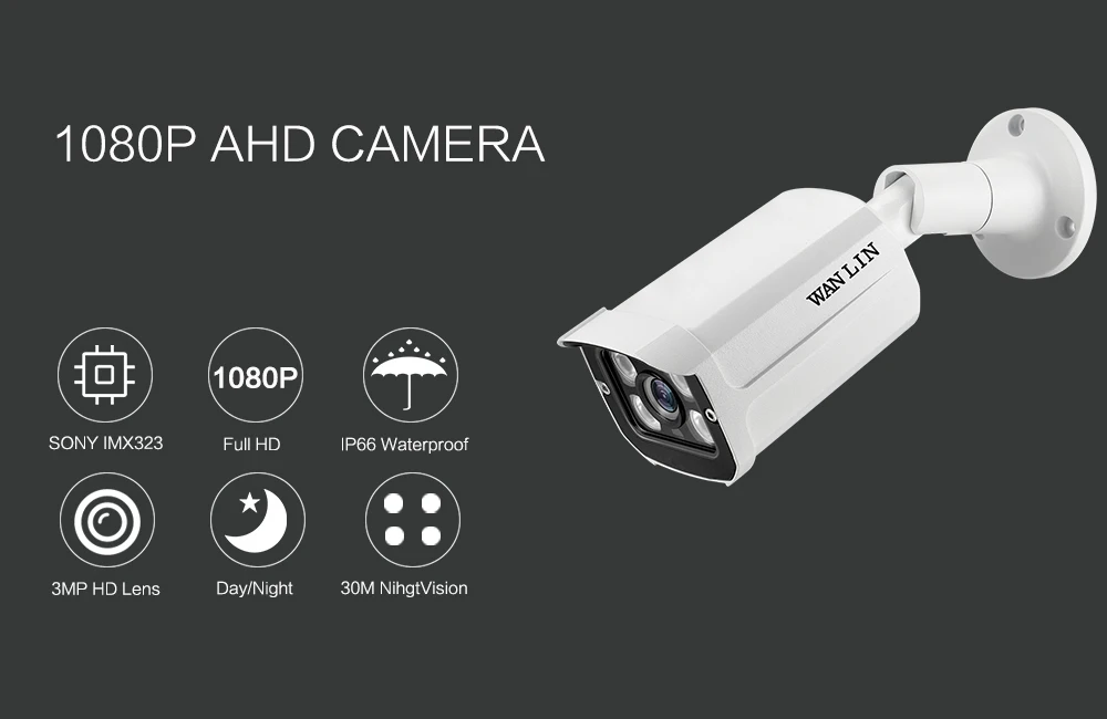 WANLIN камера наблюдения SONY IMX323 AHD камера 1080P ночного видения CCTV камера ИК наружная Водонепроницаемая камера безопасности