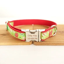 Self-designed Pet Dog Collar Christmas gift zinc alloy Quaick Release Retailing Pet Collars Dog Leash Free Engraved Name 5 Sizes