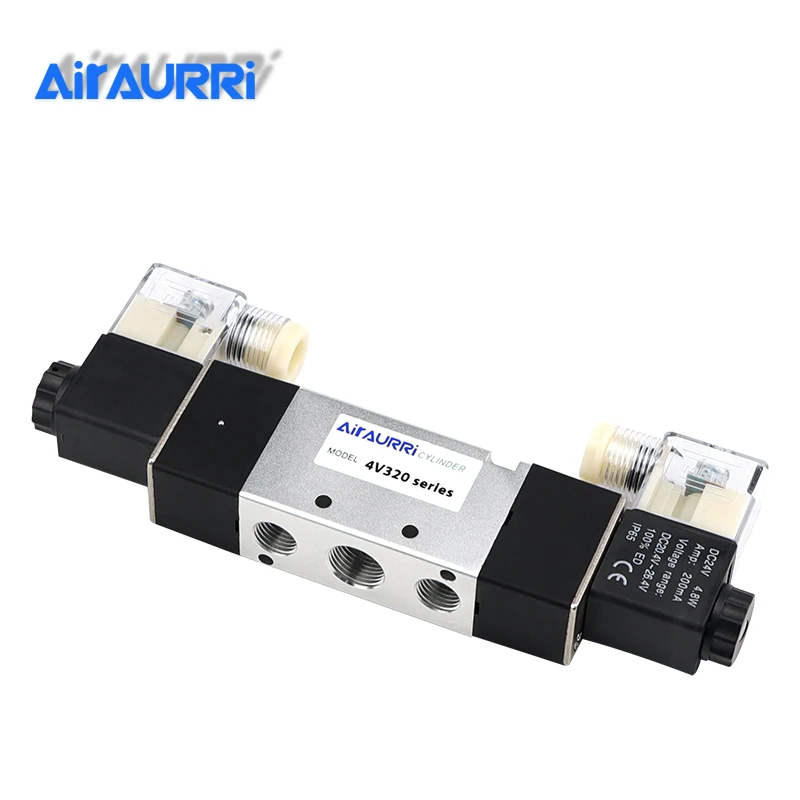 

4V320-08 / 4V320-10 DC 12V 24V 110V 220V 3/8" BSPT 2 Position 5 Ways Pneumatic Solenoid Valve
