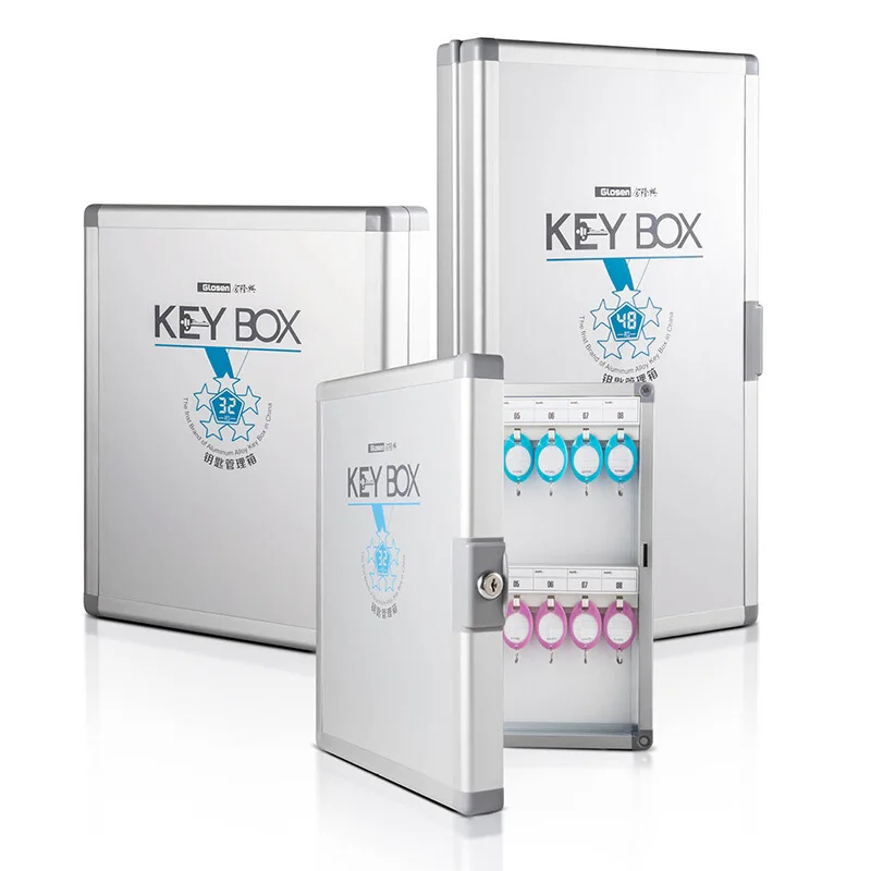 Wall Mounted Aluminum alloy Key Cabinet Security Management Keybox Storage Safes For Company Home Office Contains key cards