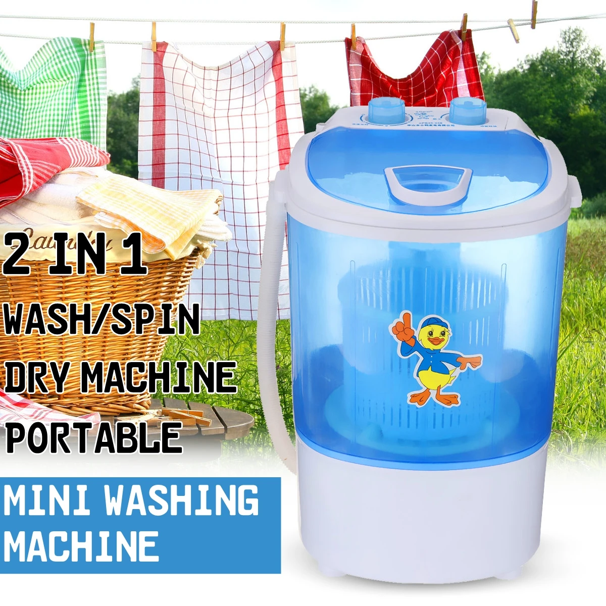 Mini Wash Machine Semi-automatic Single-barrel Washer Prevent Winding Wave Wheel Laundry Product