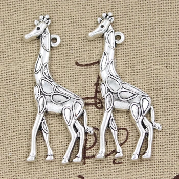 

6pcs Charms Giraffe Deer 53x23mm Antique Silver Color Plated Pendants Making DIY Handmade Tibetan Silver Color Jewelry