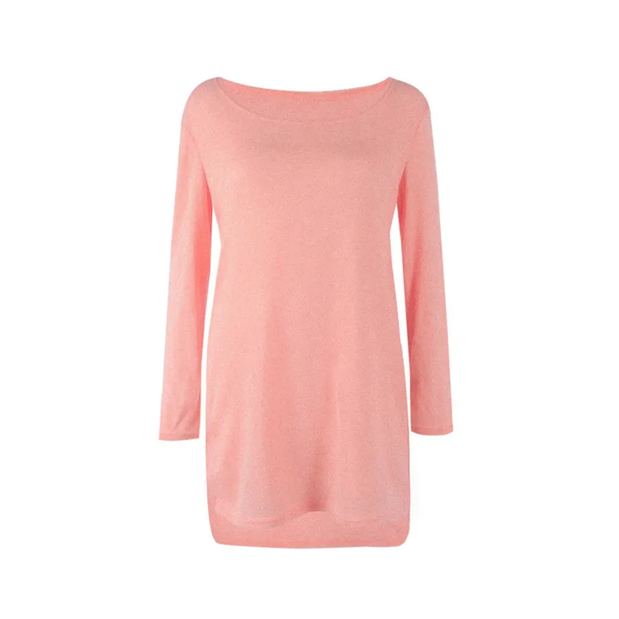 Wonder 2019 new spring O Neck Casual Side Zipper Irregular Hem Women Sweater Loose Pullover Long Sleeve Dress S-4XL | Женская одежда