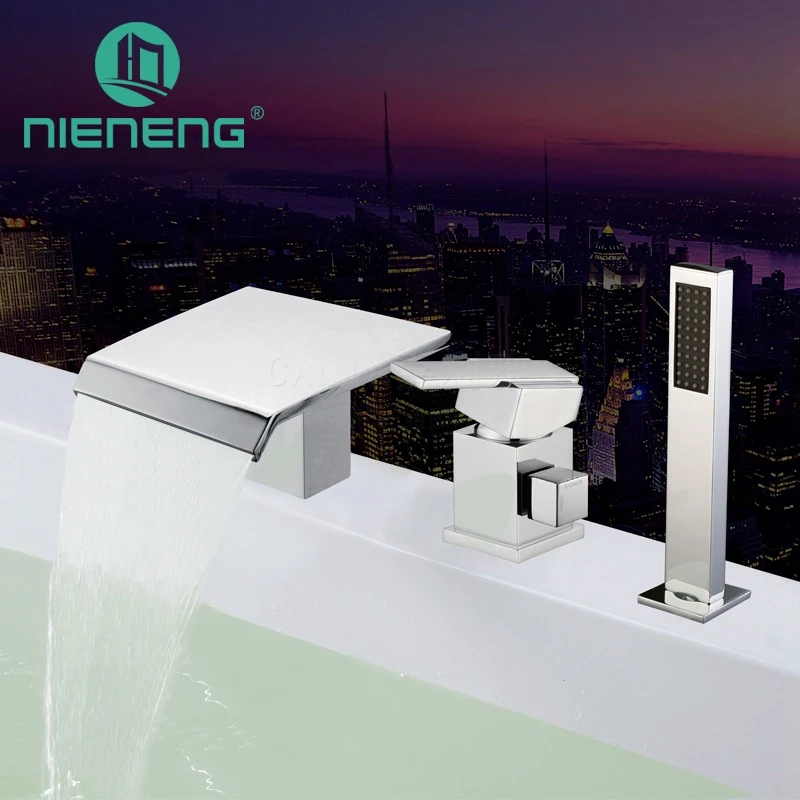 

Nieneng Deck Mounted Bathtub Faucet Cylinder Side Bath Shower Bronze Bath Tub Faucet shower Square Bathroom Fixtures ICD60642