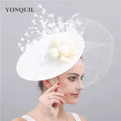 Kenducky Дерби ivory чародей Свадебные шляпы фату головные уборы элегантные женские шапки шляпки вечерние race ОБОДКИ сетки