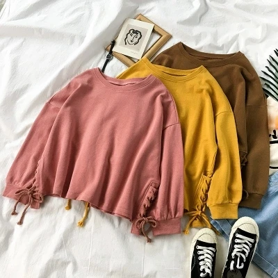 

2019 Special Design Hoodies For Women Korean Womens Yellow Hoodies Pullover Crop Sweatshirt Toyouth Kawaii Cute Hoodie Hot Sale