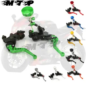 

7/8'' 22mm Adjustable Motorcycle Clutch Brake Levers Master Cylinder Kit Reservoir for Kawasaki ZX6R 7R 10R NINJA 400R ZZR Z800