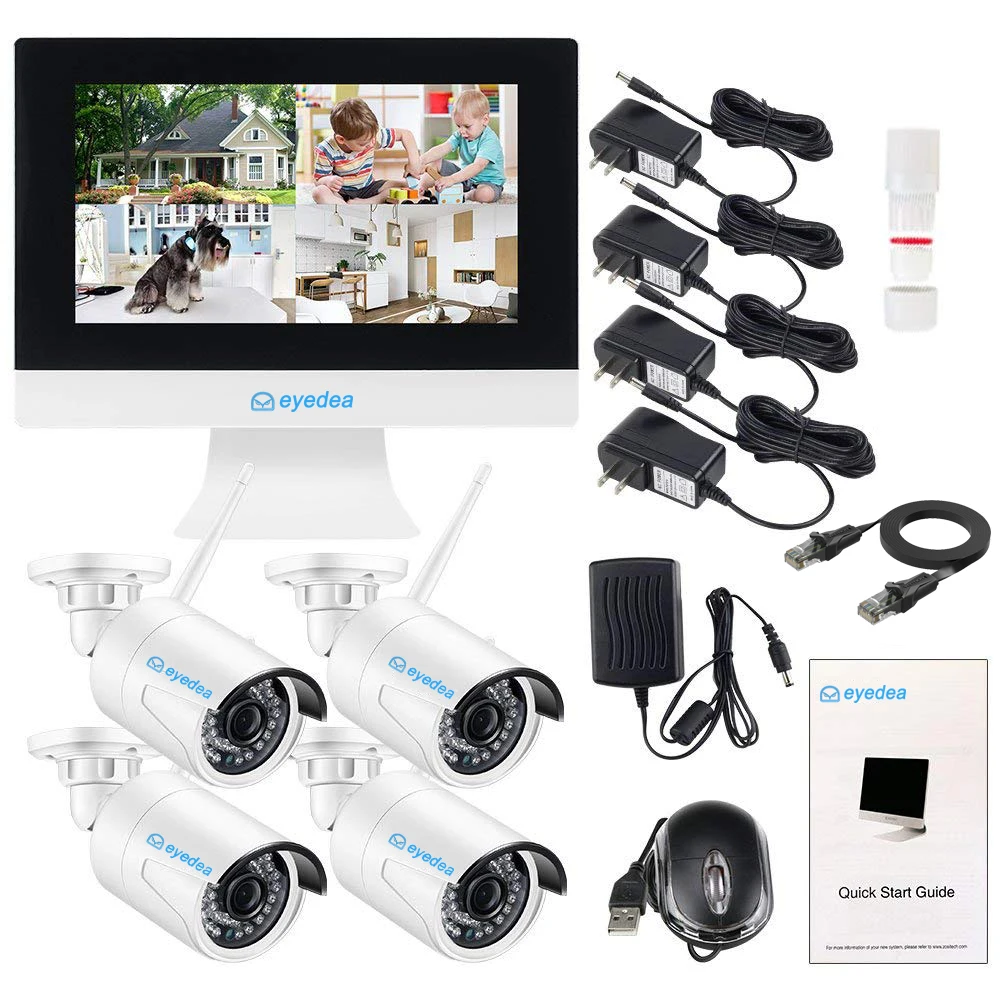 4CH 960P WIFI NVR with LCD Monitor Wireless Security Camera System with 4 Waterproof Outdoor Video Surveillance IP Camera Kit 4CH 960P WIFI NVR with LCD Monitor Wireless Security Camera System with 4 Waterproof Outdoor Video Surveillance IP Camera Kit