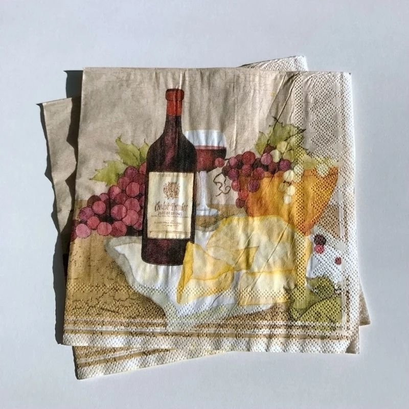 Lunch paper napkins vintage wine grape napkins for party serviettes