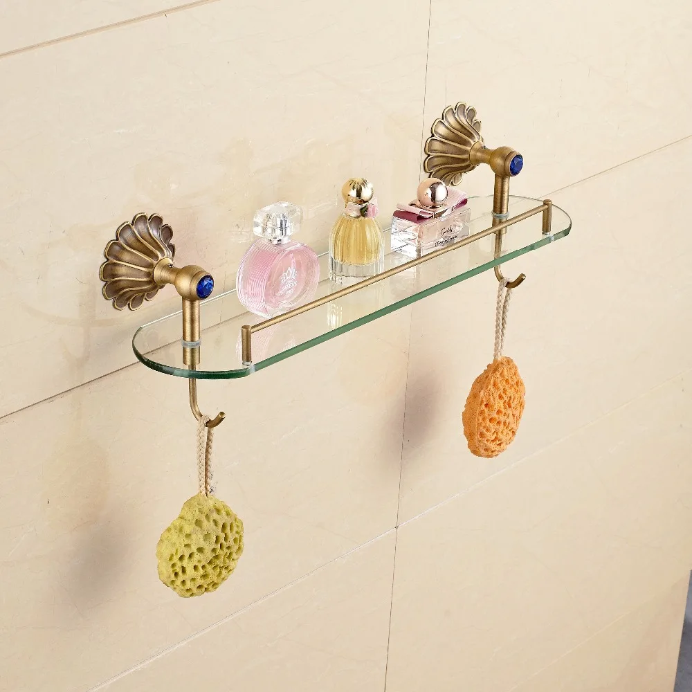 Wall Mounted Bathroom Shower Caddy Cosmetic Storage Shelf Antique Brass